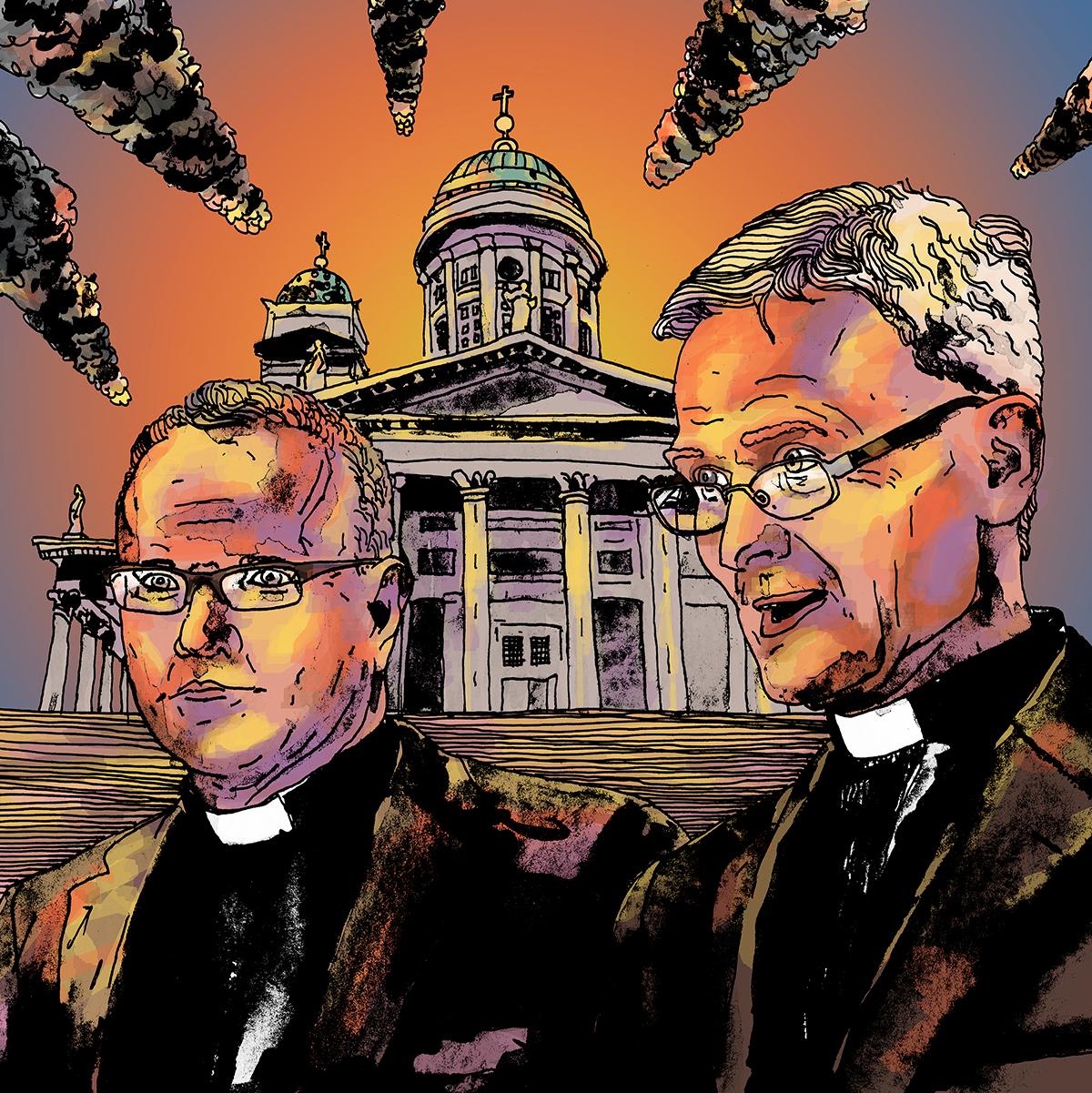 Leif Nummela ja Timo Junkkaala eivät näe Suomen luterilaisen kirkon tulevaisuutta valoisana.
